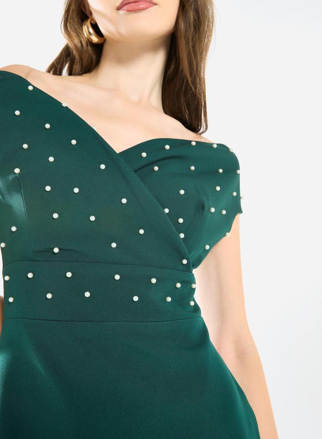 House of Moda Women Embellished Bardot Midi Dress - Image 5